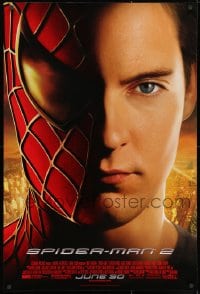 1g825 SPIDER-MAN 2 advance 1sh 2004 great close-up image of Tobey Maguire in the title role!