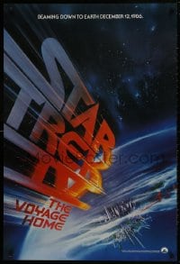 1g842 STAR TREK IV teaser 1sh 1986 Leonard Nimoy, art of title racing towards Earth by Bob Peak!