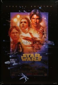 1g851 STAR WARS style B advance 1sh R1997 George Lucas, cool art by Drew Struzan!