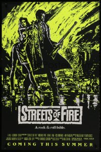 1g860 STREETS OF FIRE advance 1sh 1984 Walter Hill, Riehm yellow dayglo art, a rock & roll fable!