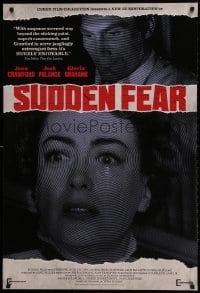 1g866 SUDDEN FEAR 1sh R2016 great close up of terrified Joan Crawford!