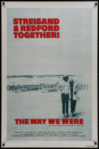 1g964 WAY WE WERE int'l 1sh 1973 Barbra Streisand & Robert Redford walk on the beach!