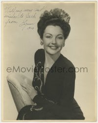 1h048 LYNN BARI signed deluxe 11x14 still 1946 great smiling portrait wearing dark dress!