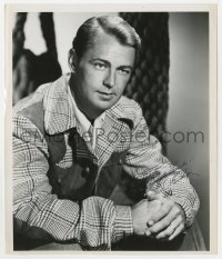 1h843 ALAN LADD signed 8.25x9.75 REPRO still 1960s great seated portrait with his hands clasped!