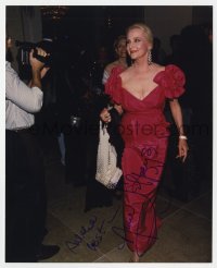 1h739 ANNE JEFFREYS signed color 8x9.75 REPRO still 2000s at a formal event late in her career!