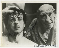 1h866 BURGESS MEREDITH signed 8x10 REPRO still 1980s in the ring with Sylvseter Stallone in Rocky!