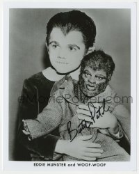 1h565 BUTCH PATRICK signed 8x10 publicity still 1980s portrait as Eddie Munster holding Woof-Woof!