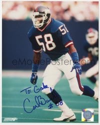 1h546 CARL BANKS signed color 8x10 publicity still 1990s the New York Giants football star!