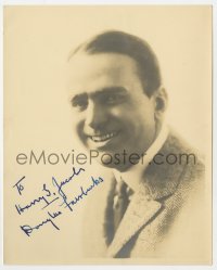1h334 DOUGLAS FAIRBANKS SR signed deluxe 8x9.75 still 1920s smiling head & shoulders portrait!