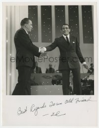 1h339 ED SULLIVAN signed TV 7x9.25 still 1960s shaking hands with guest Tony Bennett on his show!