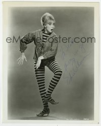1h340 EDIE ADAMS signed 8x10.25 still 1960s great MGM studio portrait in striped leggings!