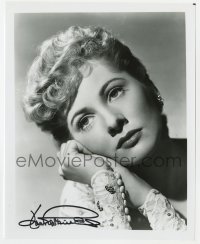 1h923 JOAN FONTAINE signed 8x10 REPRO still 1980s head & shoulders portrait of the pretty actress!
