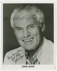 1h592 JOHN AGAR signed 8x10 publicity still 1980s great smiling portrait later in his career!