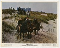 1h261 JOHN GIELGUD signed color 8x10 still 1964 on horse by Anthony Hopkins in a scene from Becket!