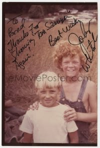 1h791 JOHNNY WHITAKER signed color 5.25x8 REPRO still 1990s portrait of the Tom Sawyer star!