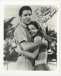 1h935 JULIE PARRISH signed 8x10 REPRO still 1980s hugged by Elvis in Paradise Hawaiian Style!