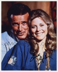 1h804 LINDSAY WAGNER signed color 8x10 REPRO still 2000s with Richard Anderson in The Bionic Woman!