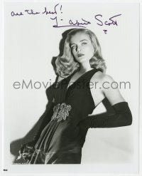 1h944 LIZABETH SCOTT signed 8x10 REPRO still 1980s full-length smoking portrait with black gloves!