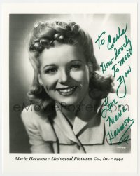 1h605 MARIE HARMON signed 8x10.25 publicity still 1980s Universal studio portrait from 1944!