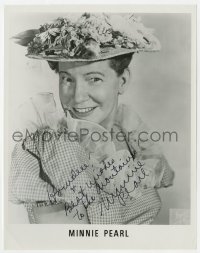 1h612 MINNIE PEARL signed 8x10 publicity still 1970s smiling portrait of the western comedienne!