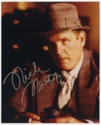 1h814 NICK NOLTE signed color 8x10 REPRO still 1990s close up in suit & hat with cigarette in hand!