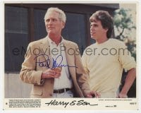 1h267 PAUL NEWMAN signed color 8x10 still 1984 close up with Robby Benson in Harry & Son!