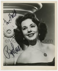 1h471 PIPER LAURIE signed 8x10 still 1950s super young sexy portrait in strapless stress!