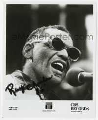 1h623 RAY CHARLES signed 8x10 music publicity still 1985 great profile portrait at CBS Records!