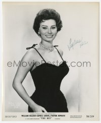 1h514 SOPHIA LOREN signed 8.25x10 still 1958 sexy portrait in little black dress from The Key!