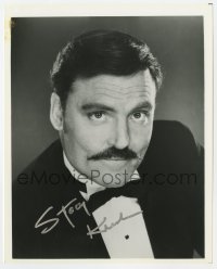 1h988 STACY KEACH signed 8x10 REPRO still 1990s head & shoulders portrait in tuxedo with mustache!