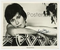 1h519 SUSAN CLARK signed 8x9.75 still 1980s sexy close portrait naked behind couch!