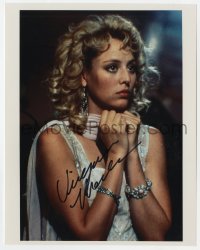 1h836 VIRGINIA MADSEN signed color 8x10 REPRO still 1990s great close up in evening gown & jewelry!