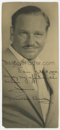1h537 WALLACE BEERY signed deluxe 4x9 still 1930s great portrait of the leading man with a mustcahe!