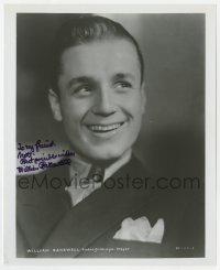 1h996 WILLIAM BAKEWELL signed 8x10 REPRO still 1980s great smiling portrait in suit & tie!