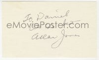 1h644 ALLAN JONES signed 3x5 index card 1980s can be framed & displayed with a repro still!
