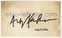 1h645 ANDY KAUFMAN signed 3x5 index card 1970s can be framed & displayed with a repro still!
