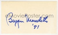 1h653 BURGESS MEREDITH signed 3x5 index card 1981 it can be framed & displayed with a repro!
