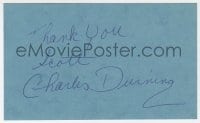 1h656 CHARLES DURNING signed 3x5 index card 1980s it can be framed & displayed with a repro!