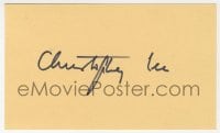 1h658 CHRISTOPHER LEE signed 3x5 index card 1980s it can be framed & displayed with a repro!