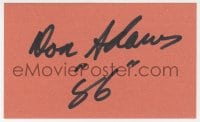 1h663 DON ADAMS signed 3x5 index card 1980s can be framed & displayed with a repro still!
