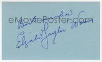 1h669 ELIZABETH TAYLOR signed 3x5 index card 1970s it can be framed & displayed with a repro!