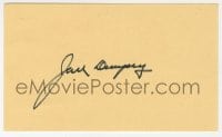 1h686 JACK DEMPSEY signed 3x5 index card 1980s it can be framed & displayed with a repro!