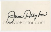 1h699 JUNE ALLYSON signed 3x5 index card 1980s it can be framed with included 8x10 still!