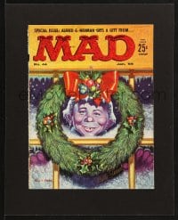 1h042 KELLY FREAS signed magazine front cover in 11x14 display Jan 1959 Xmas MAD art of Alfred E.