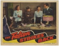 1h099 FALCON STRIKES BACK signed LC 1943 by Jane Randolph, who's with Tom Conway as The Falcon!