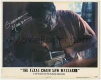 1h111 TEXAS CHAINSAW MASSACRE signed LC #7 1974 by Gunnar Hansen, as Leatherface holding chainsaw!