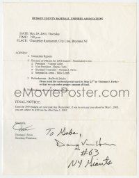 1h177 DOUG VAN HORN signed letter 2003 the New York Giants NFL football star!