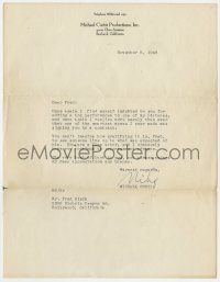 1h188 MICHAEL CURTIZ signed letter 1948 thanking actor Fred Clark for a great performance!