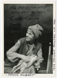 1h235 LOTTE LENYA signed 4x6 photo 1980 plucking chicken on stage in Mother Courage!
