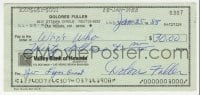 1h143 DOLORES FULLER signed 3x6 canceled check 1988 she paid $30.00 to Who's Who!